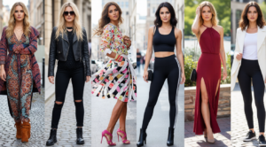 Six women wearing completely different outfits, each representing a distinct style personality